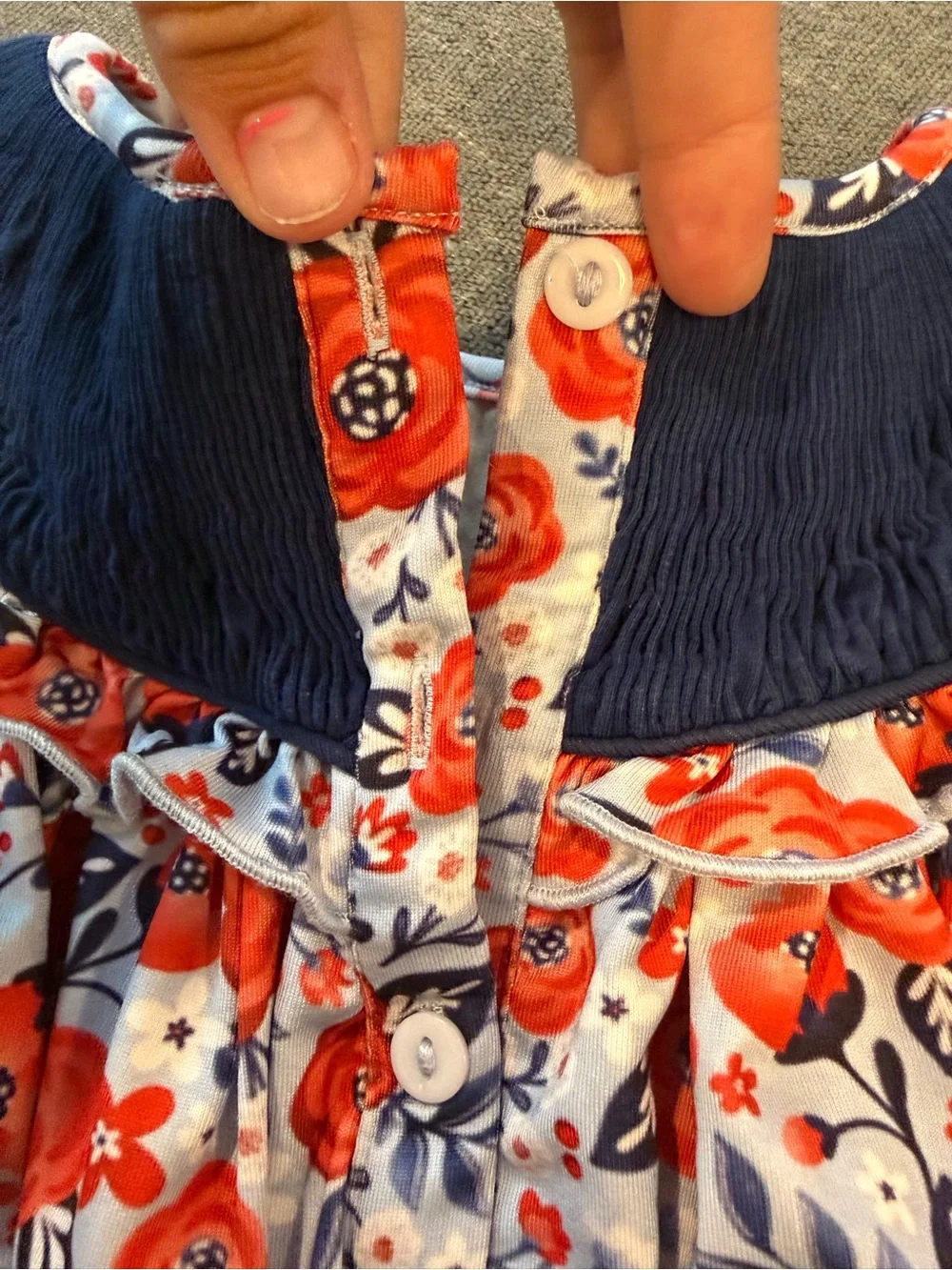 Smocked 'SHELBY' Floral Tank & Navy Bloomers Set